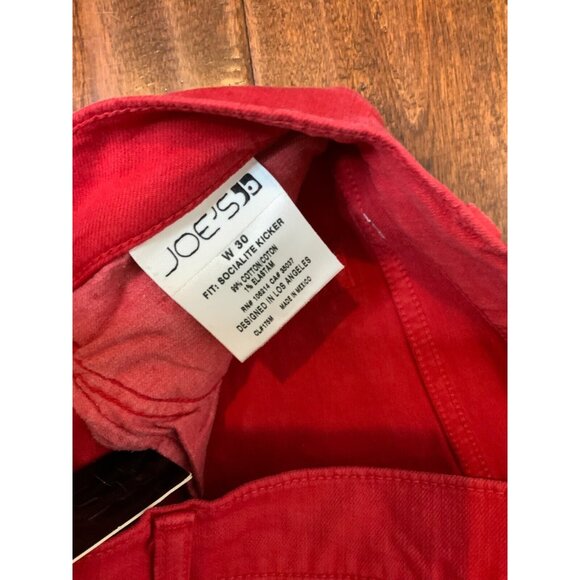 Joe's Jeans Red Denim Socialite Kicker Cropped Jeans, Size 30, NWT! - Picture 3 of 5